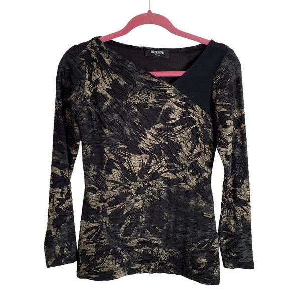 Vintage Y2K printed stretch top with mesh ‎ panel small - Picture 2 of 8